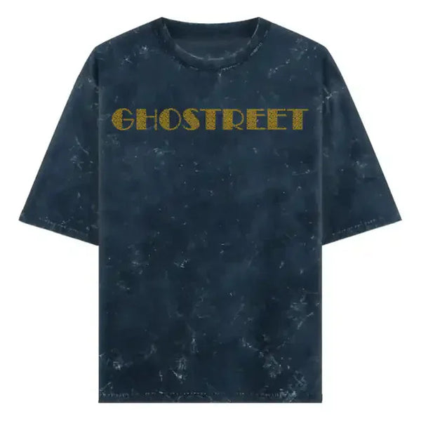 Acid Wash: Navy Blue Ghostreet Oversized Tshirt - GHOSTREET