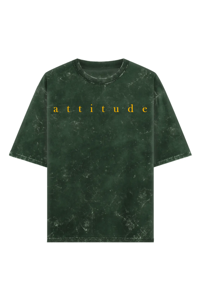 Acid Wash: Olive Green Attitude Oversized Tshirt - GHOSTREET