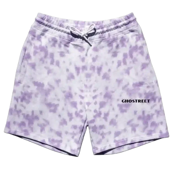 Blue and white unique tie-dye streetwear shorts for men_photoshoot_image