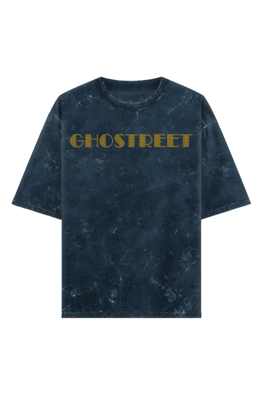 Acid Wash: Navy Blue Ghostreet Oversized Tshirt - GHOSTREET 
