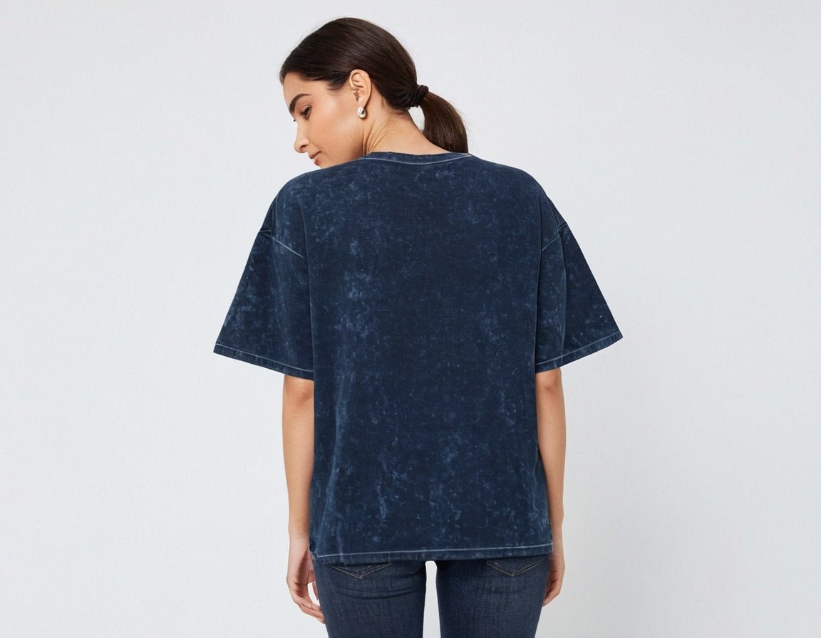 Acid Wash: Navy Blue Ghostreet Oversized Tshirt - GHOSTREET 