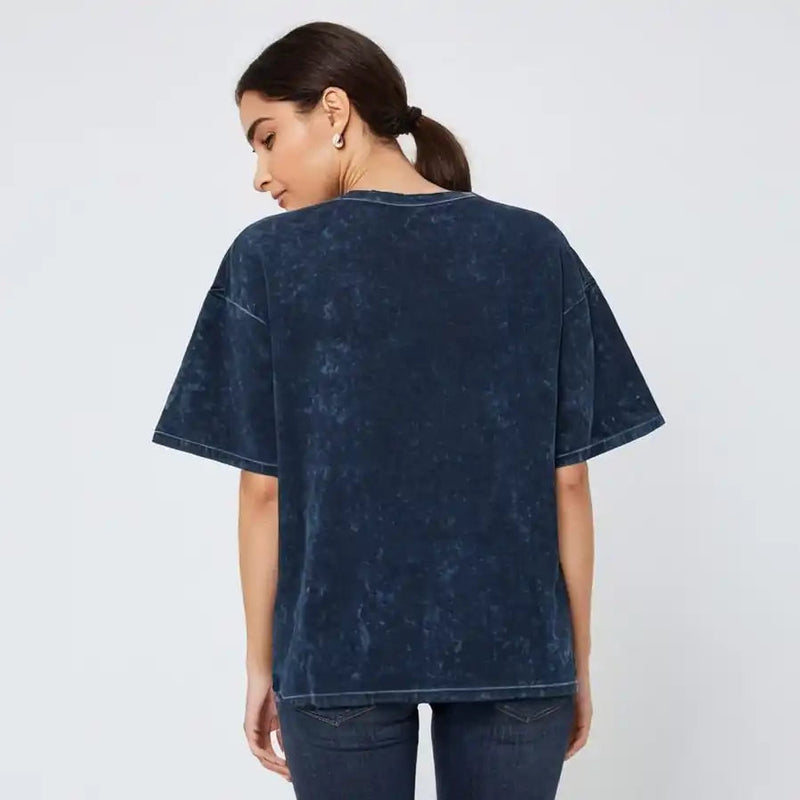 Acid Wash: Navy Blue Ghostreet Oversized Tshirt - GHOSTREET 