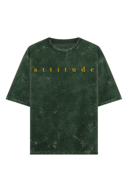 Acid Wash: Olive Green Attitude Oversized Tshirt - GHOSTREET 
