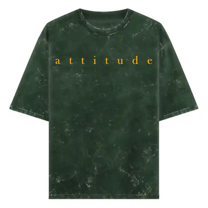 Acid Wash: Olive Green Attitude Oversized Tshirt - GHOSTREET 