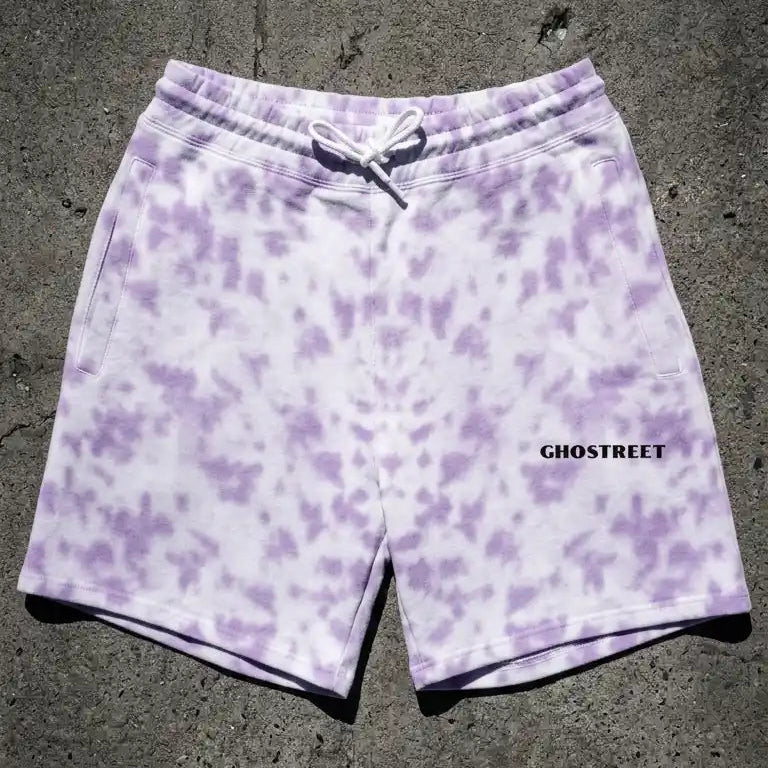 Blue and white unique tie-dye streetwear shorts for men