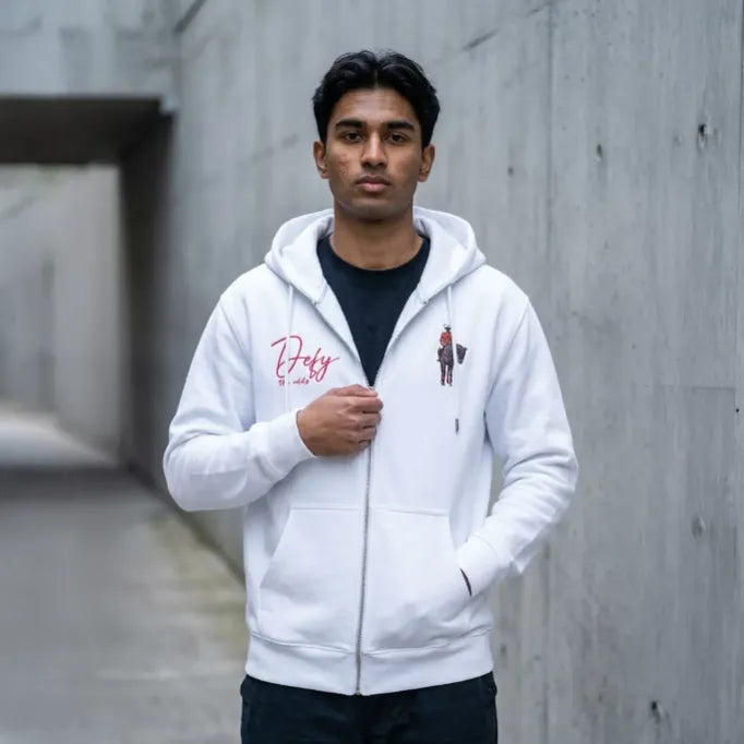 Ghostreet White Unisex Zip-Up Polo Hoodie