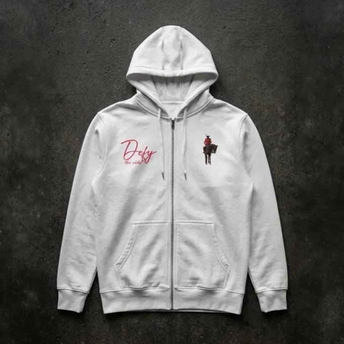 Ghostreet White Unisex Zip-Up Polo Hoodie