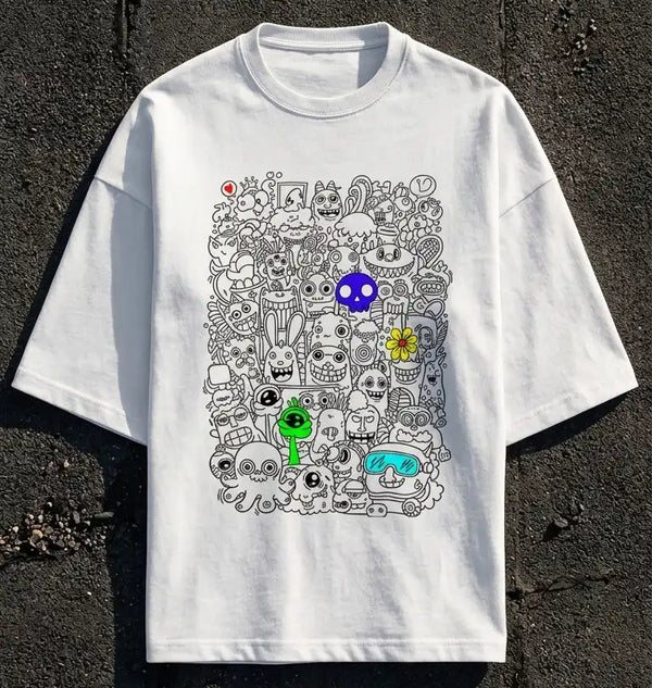 Ghostreet_quirky_doodle_oversize_tshirt_260GSM_front