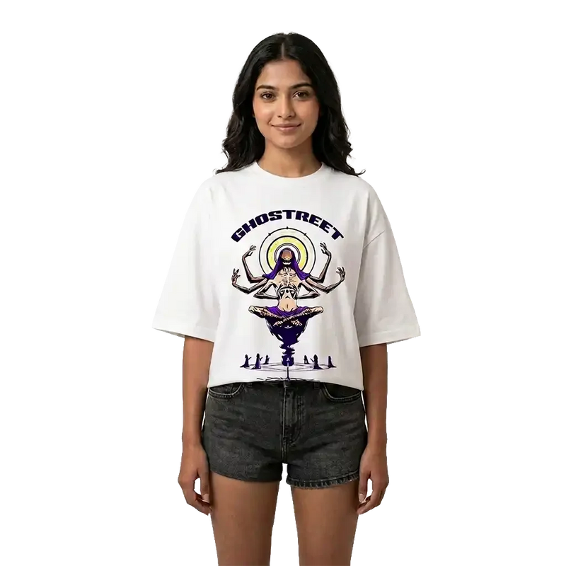 Ghostreet white oversized graphic t-shirt mystic phantom  Female Model