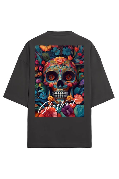 Unisex Floral Skull Oversized T-shirt - GHOSTREET 