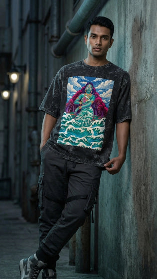 Unisex_Acid_Washed_Oversized_Mother_Nature_Graphic_Tee_Ghostreet_male — Photo 1