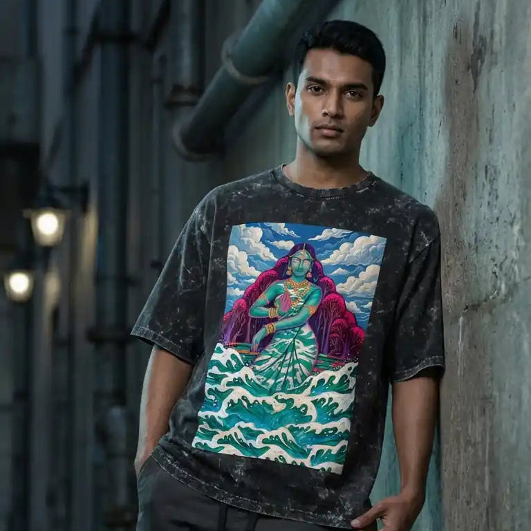 Unisex Acid Washed Oversized "Mother Nature" Graphic Tee ghostreet
