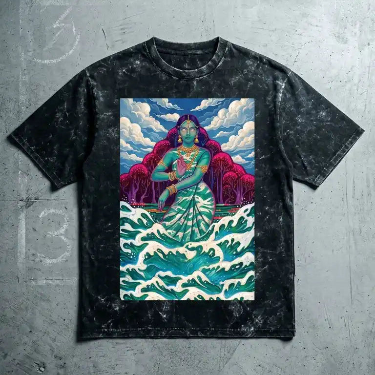 Unisex Acid Washed Oversized "Mother Nature" Graphic Tee top ghostreet