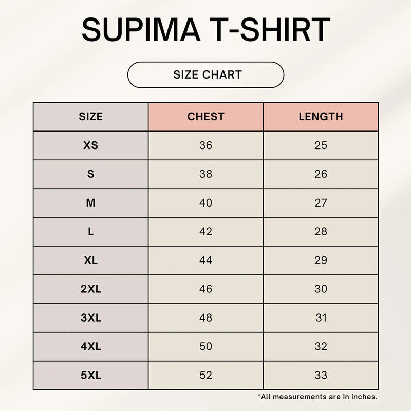 Unisex Supima "Summer" Tee - sizechart