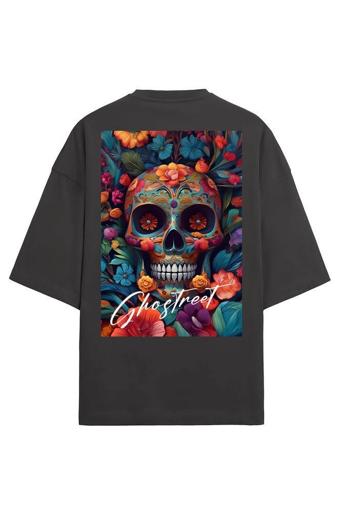 Unisex Floral Skull Oversized T-shirt - GHOSTREET