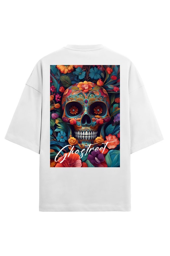 Unisex Floral Skull Oversized T-shirt - GHOSTREET