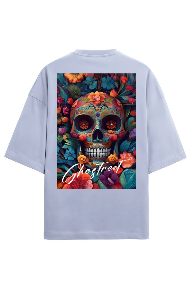 Unisex Floral Skull Oversized T-shirt - GHOSTREET